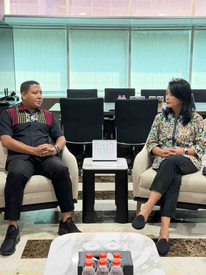 
					Rapat Bupati Sikka Juventus Prima Yoris kago bersama Wakil Menteri Pekerjaan Umum, Diana Kusumastuti 