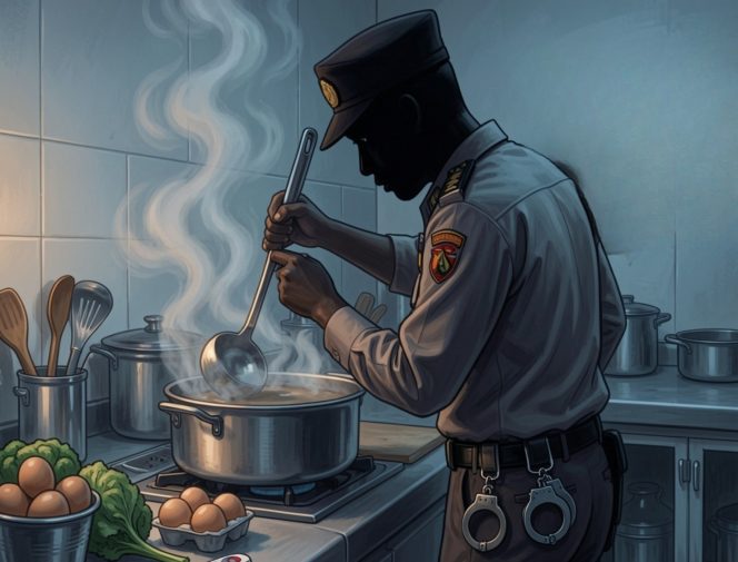 
					Ilustrasi Ketimpangan Peran: Aparat Hukum di Ranah Dapur Gizi